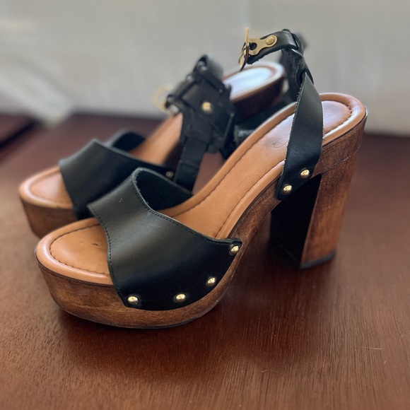 Aldo Leather Platform Heel Clogs - Picture 1 of 8